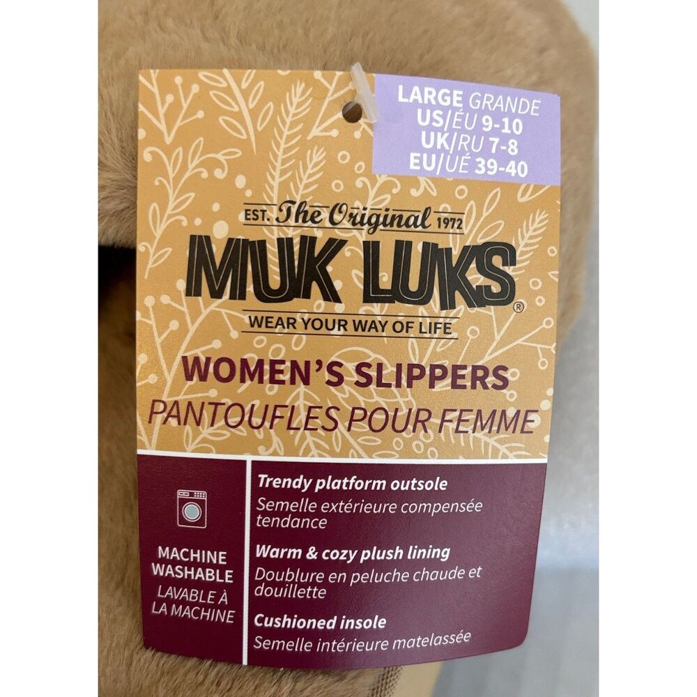 MUK LUKS Women's Kirstey Platform Slide Slipper Irish Cream Fab Fit Fun Lg NWT - Picture 5 of 5